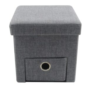 Foldable storage ottoman with drawer round hole-HS-D01