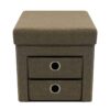 Foldable storage ottoman with 2 drawer -HS-D02