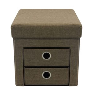 Foldable storage ottoman with 2 drawer -HS-D02