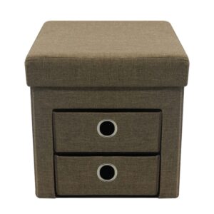 Foldable storage ottoman with 2 drawer -HS-D02