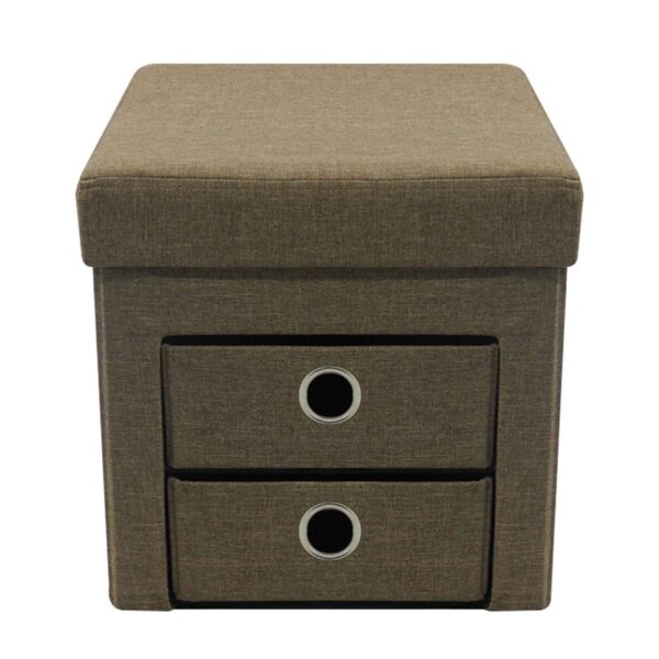Foldable storage ottoman with 2 drawer -HS-D02