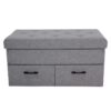 Foldable storage ottoman with 2 rectangular hole drawers -HS-HD02 1