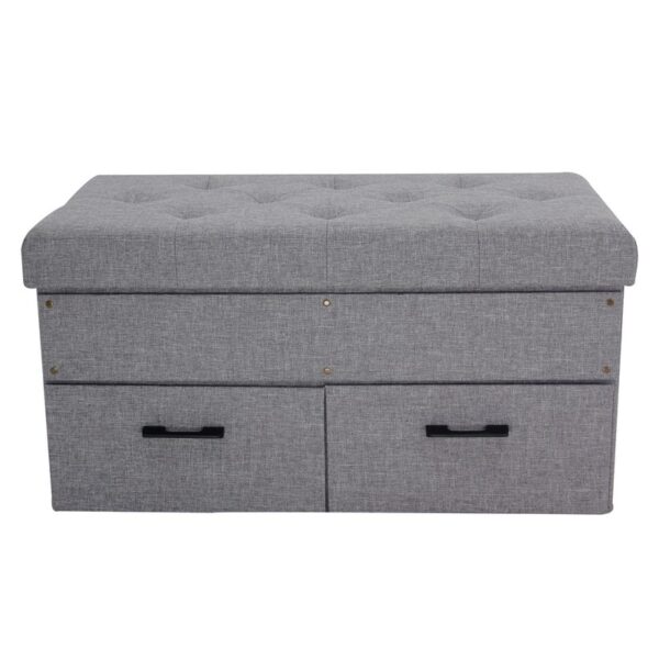 Foldable storage ottoman with 2 rectangular hole drawers -HS-HD02 1
