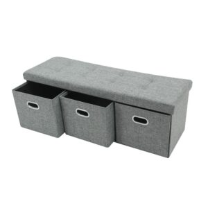 Foldable storage ottoman with 3 oval hole drawers -HS-D06 1
