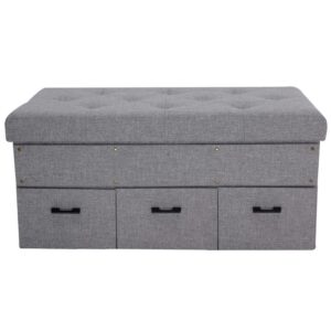 Foldable storage ottoman with 3 rectangular hole drawers -HS-HD03 1