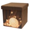 Foldable storage ottoman with LED light lantern pattern -HS15-E328