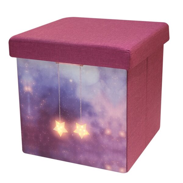 Foldable storage ottoman with LED light star pattern -HS15-E329