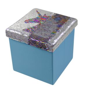 Foldable storage ottoman with reversible plastic scale -HS15-E332