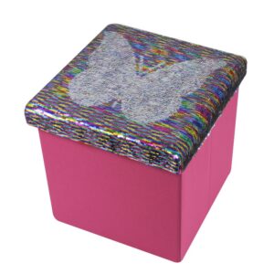Foldable storage ottoman with reversible plastic scale butterfly pattern -HS15-E331
