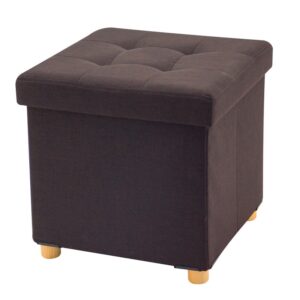 Foldable storage ottoman with wood legs -HS15-E348