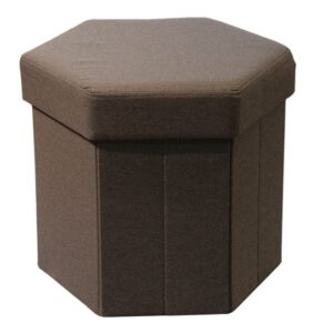 Hexagon shape foldable storage ottoman using polyester linen fabric -HS15-E344