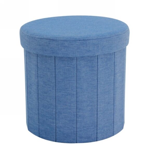 Round shape foldable storage ottoman using linen -HS15-E343 1