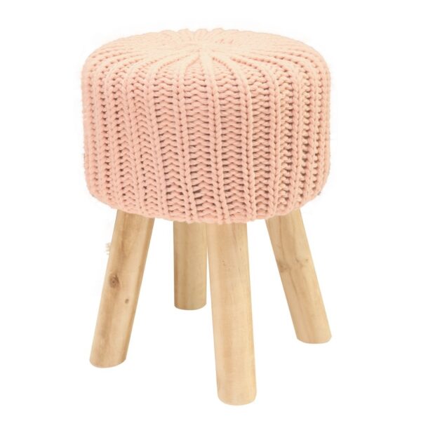 Round stool ottoman with pine wood legs -HS-WL13E