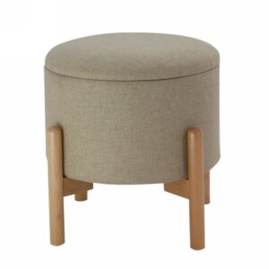 Round storage stool with wood legs -HS-WL08E