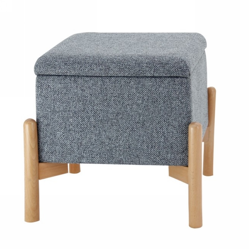 Square storage stool with wood legs -HS-WL07E 1