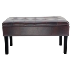 Storage bench with wood legs leather -HS-WL35E 1