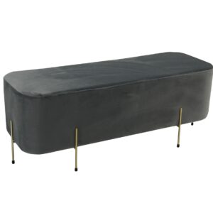 Long Oval Storage Stool with Metal Legs Grey - HS-SL21E