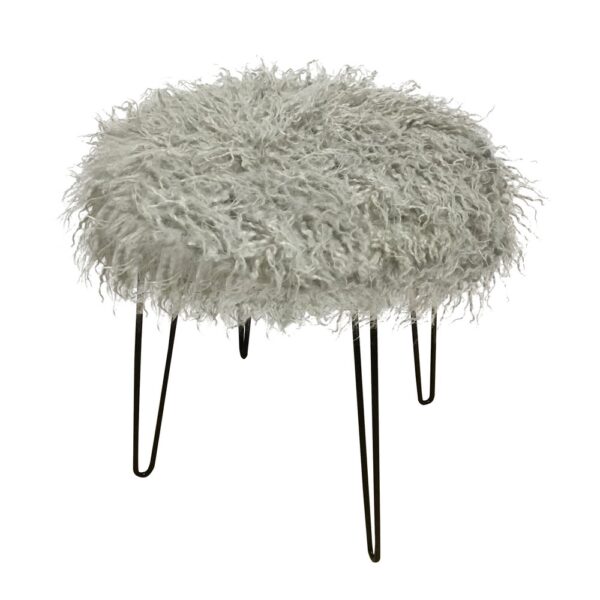 Metal Leg Stool Using Fake Fur Grey - HS-SL04E