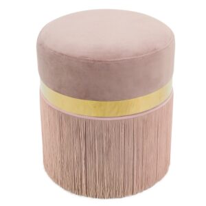 Round Stool with Macrame Pink - HSML-3