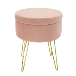 Round Stool with Metal Legs Pink - HSML-8