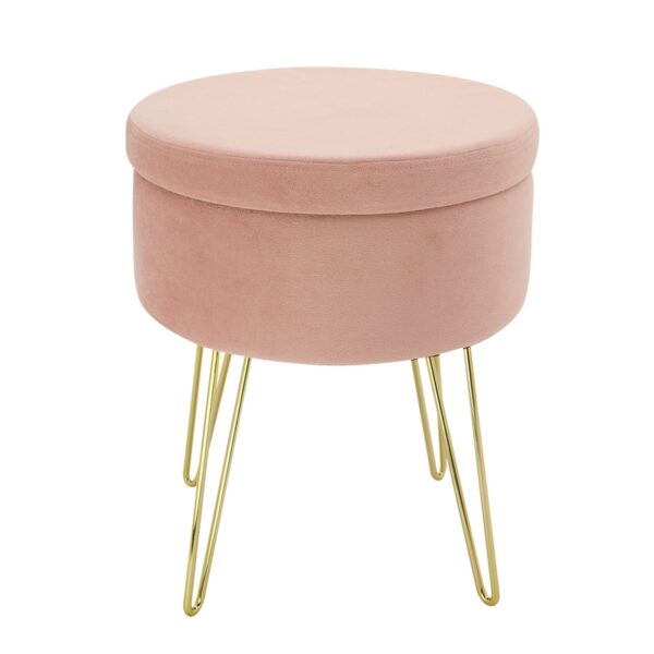 Round Stool with Metal Legs Pink - HSML-8