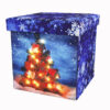 Foldable storage ottoman with LED light Christmas pattern