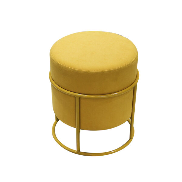 Fabric Cylindrical Ottoman Stool with Metal Frame