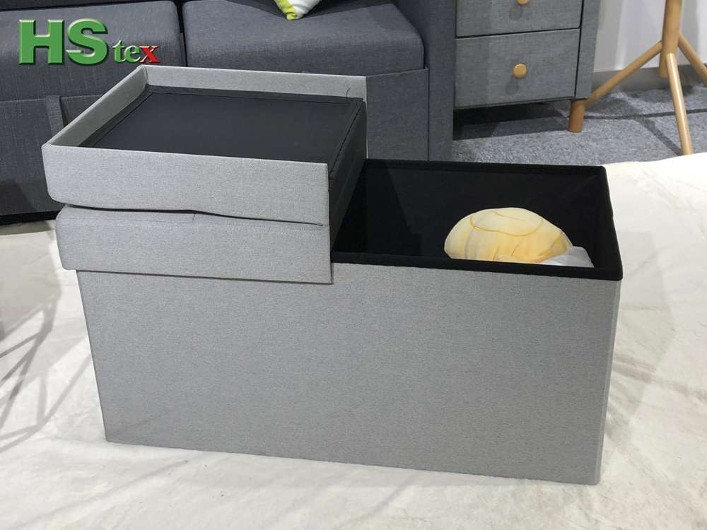 Foldable storage bench with turnover lid-ottoman benches
