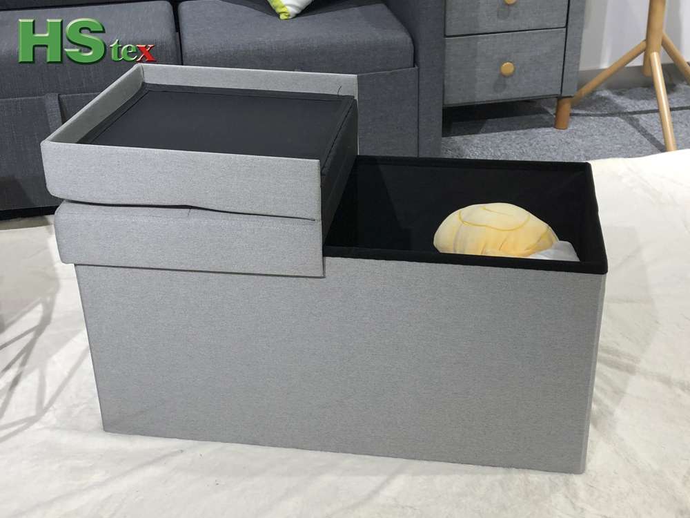 Foldable storage bench with turnover lid-ottoman benches 