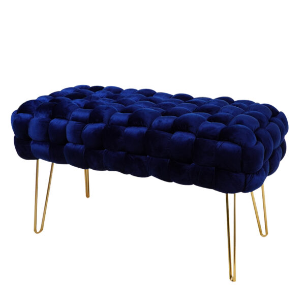 Hand-Woven Velvet Ottoman Bench