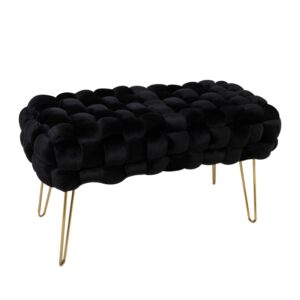 Hand Woven Velvet Ottoman Bench 2