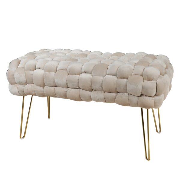 Hand-Woven Velvet Ottoman Bench