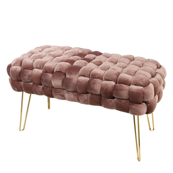 Hand-Woven Velvet Ottoman Bench