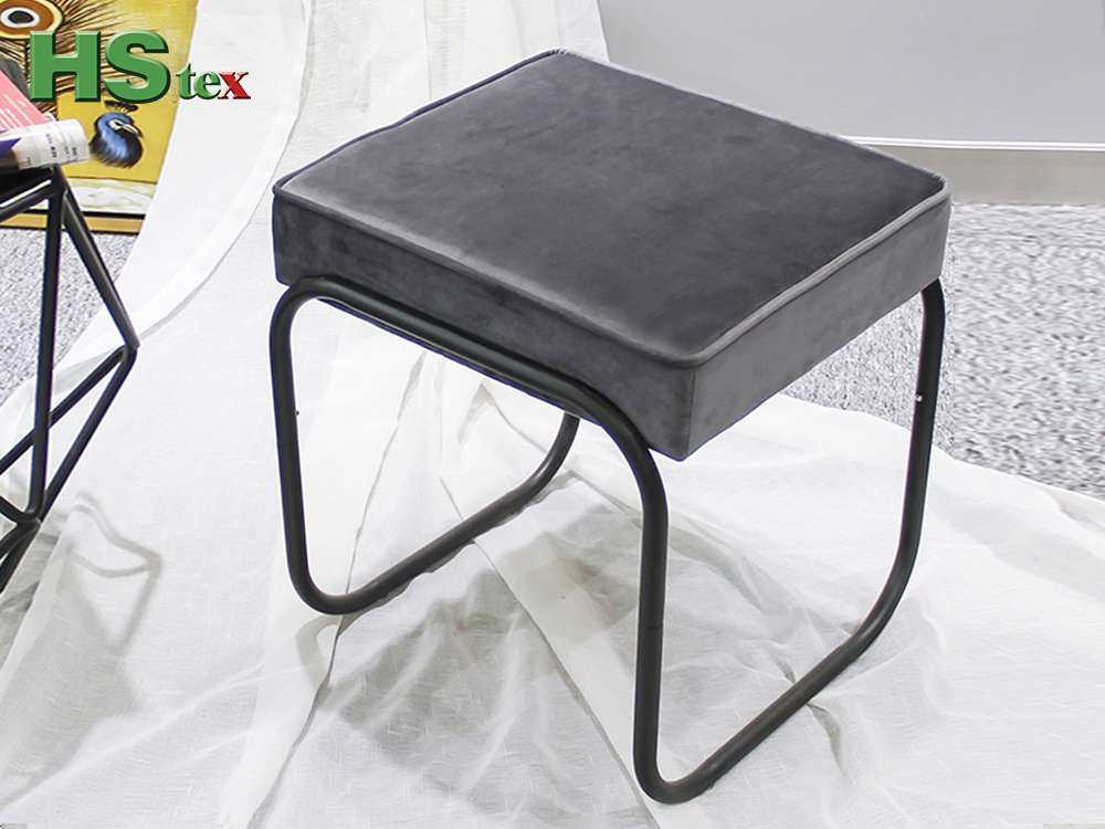 Velvet Ottoman Stool with U Shaped Metal Frame