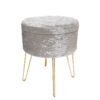 Velvet Storage Ottoman Stool with Metal Legs