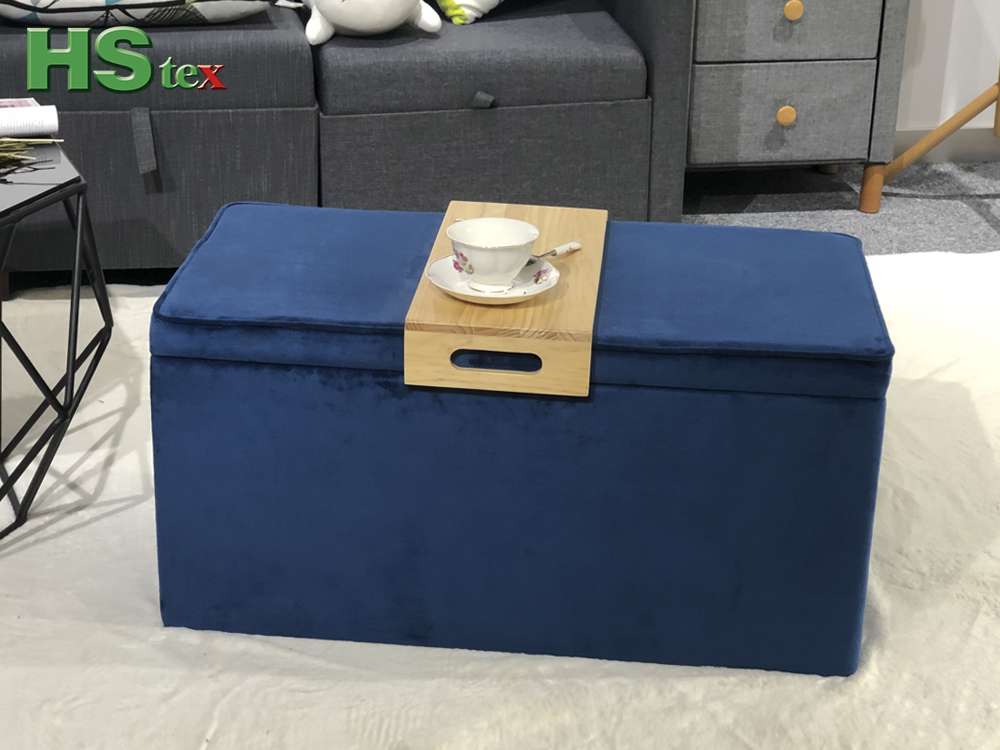 Velvt Storage Ottoman Bench with Wooden Tray Table-ottoman benches