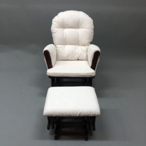 Rocker Glider Chair with Suade Cushion Ottoman Set (Cream)