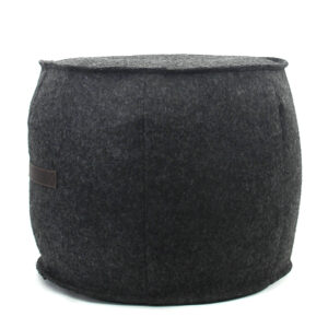 Round Felt Fabric Pouf with Leather Handle