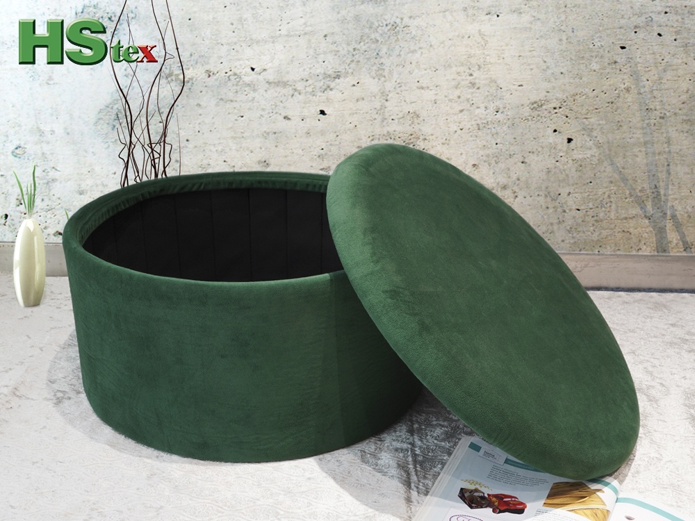 Round Foldable Velvet Ottoman with Storage Function (Green)