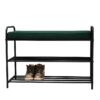 Shoe Change Bench Ottoman With Metal Storage Shelf