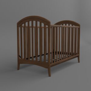 Solid Wood Baby Crib in Brown Finish 1