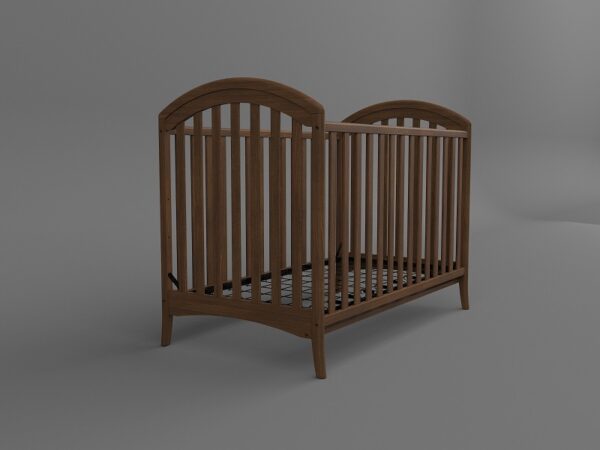 Solid Wood Baby Crib in Brown Finish 1