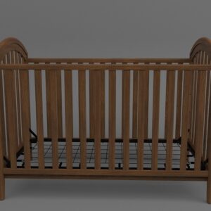 Solid Wood Baby Crib in Brown Finish