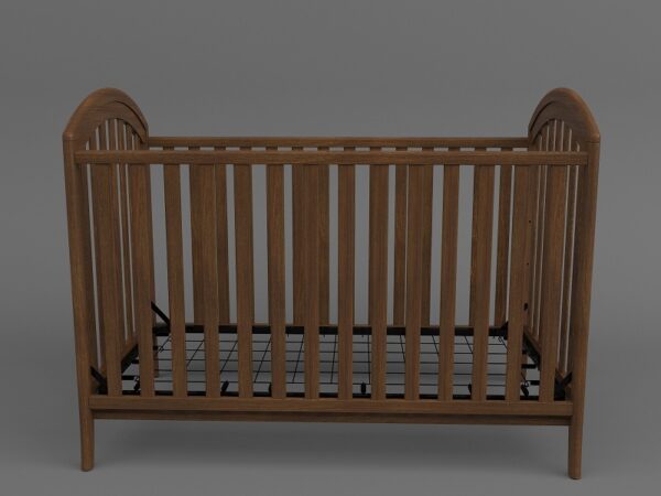 Solid Wood Baby Crib in Brown Finish