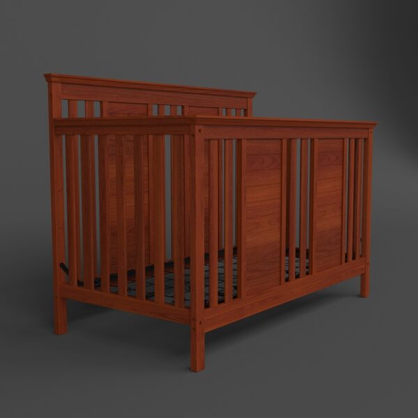 Solid Wood Baby Crib in Chestnut Finish