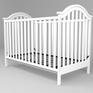 Solid Wood Baby Crib in White Finish