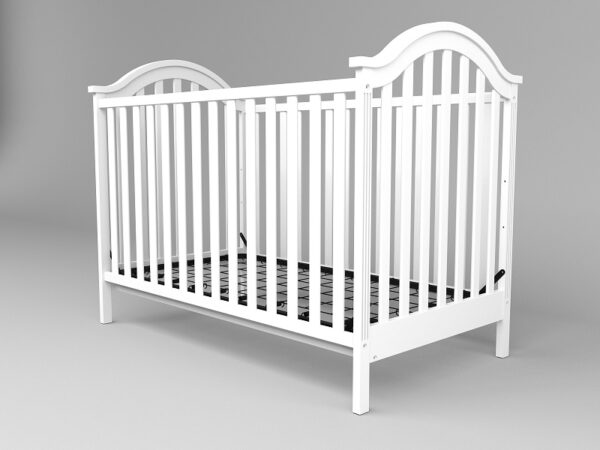 Solid Wood Baby Crib in White Finish 2