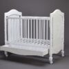 White Solid Wood Baby Crib on Wheels and with Drawer