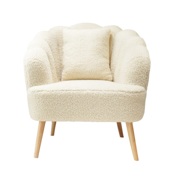 Creamy Sofa Chair with Shell Back and Matching Cushion