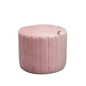 Round Velvet Storage Ottoman with Quilted Stripe Design and a Handy Removable Top